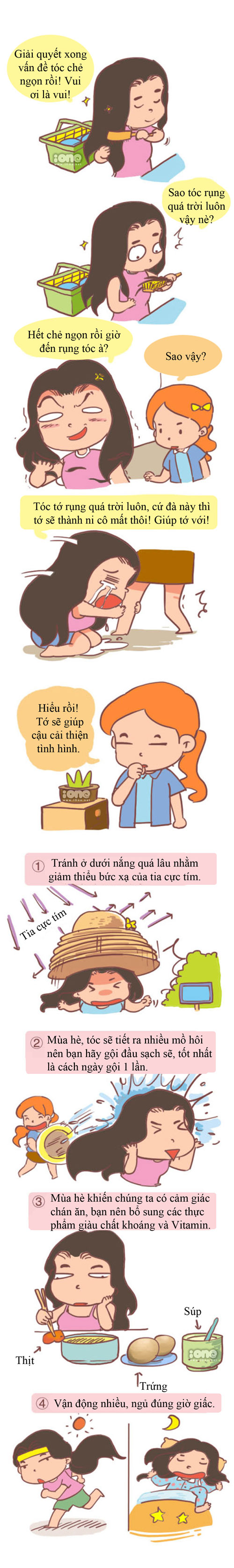 Cách đơn giản chăm sóc tóc rụng ngày hè